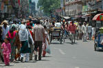 Pilgrims returning home after a day at the ghats on Ganga Dussehra