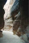 The approach to Petra, the ancient city of the Nabateans, goes through this narrow canyon 