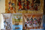 Batik prints depicting mundane activies