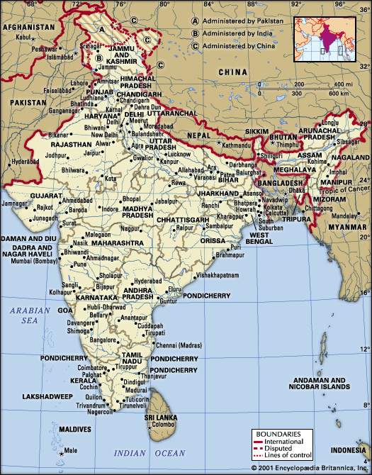 Map India Mountains